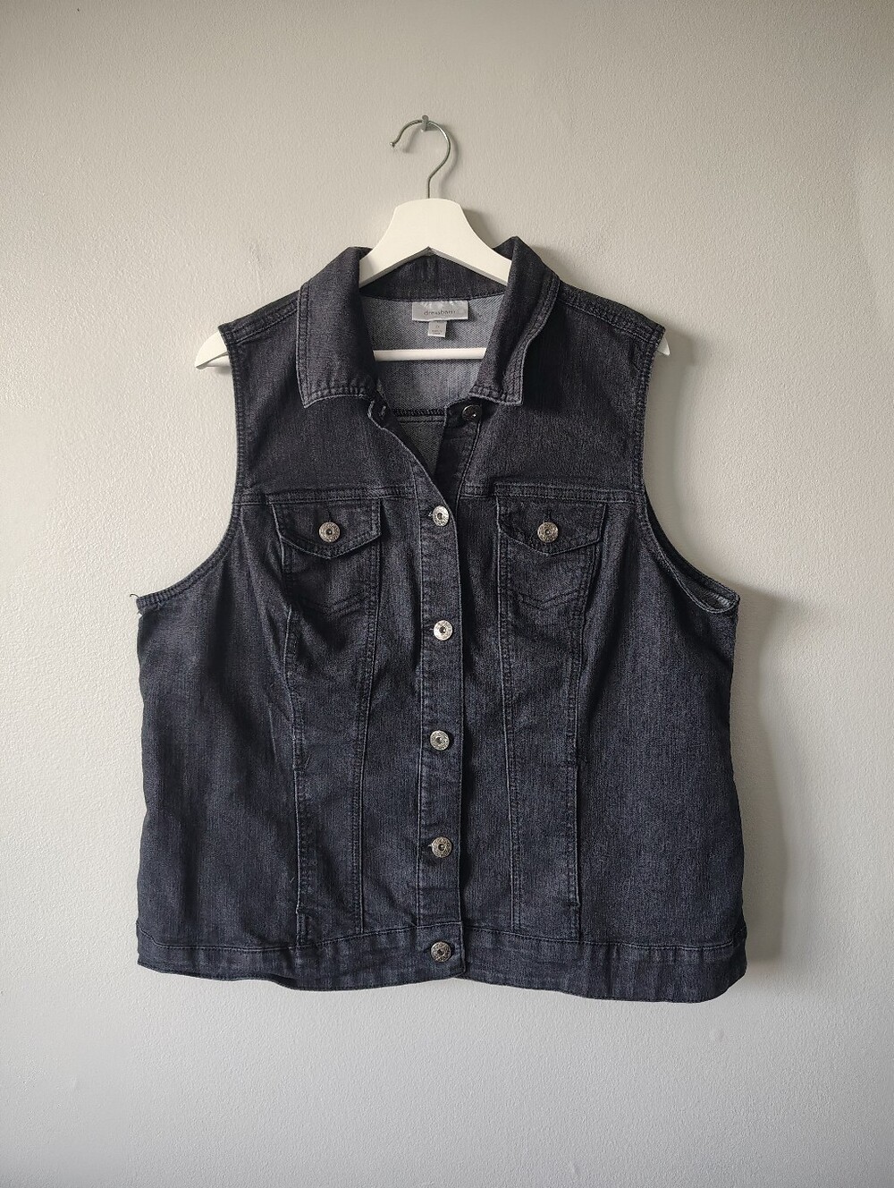 Dressbarn Black/Grey Stretch Jean Vest